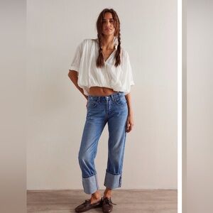 We The Free / Free People Women’s Slim Shade Selvedge Straight Blue Jeans